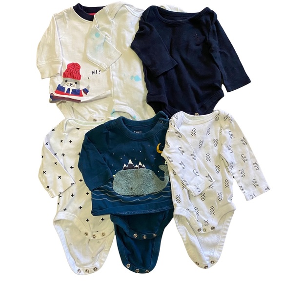 Carter's Other - 6 Piece Lot- 0-3mo Long Sleeve Baby Boys Bodysuits Carter’s Onesies 0-3 Month